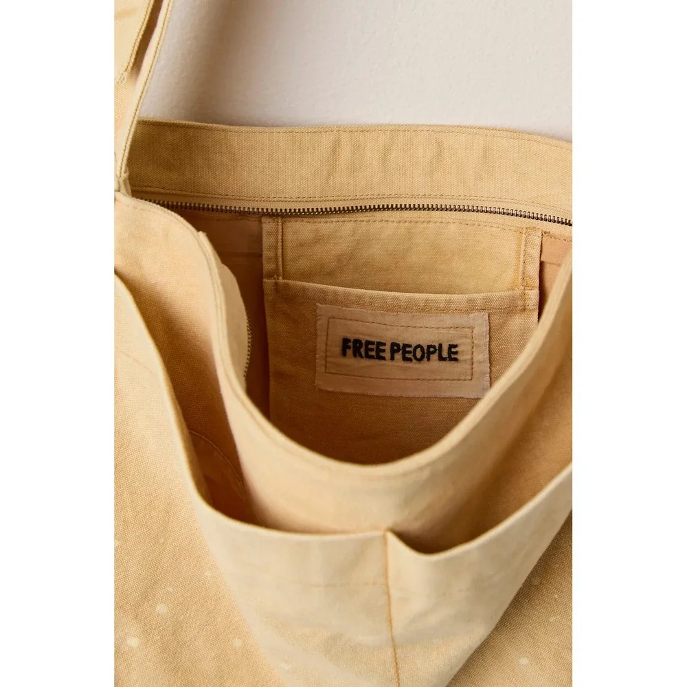 Free People Camp Crush Canvas Tote Sling Bag Splatter Crossbody Messenger NWT